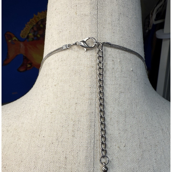 Blue and Clear Glass Faceted Multi-Strand Necklace Silver Tone 22”- 25" Vintage - Picture 5 of 10